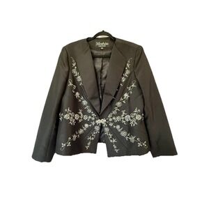 Moshita Couture Evening Jacket Womens 14 Floral Beadwork Rhinestone Lined